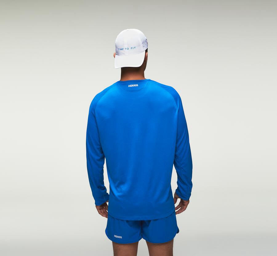 Top Hoka One One Hombre Azules - Performance Long Sleeve - CGAM13798